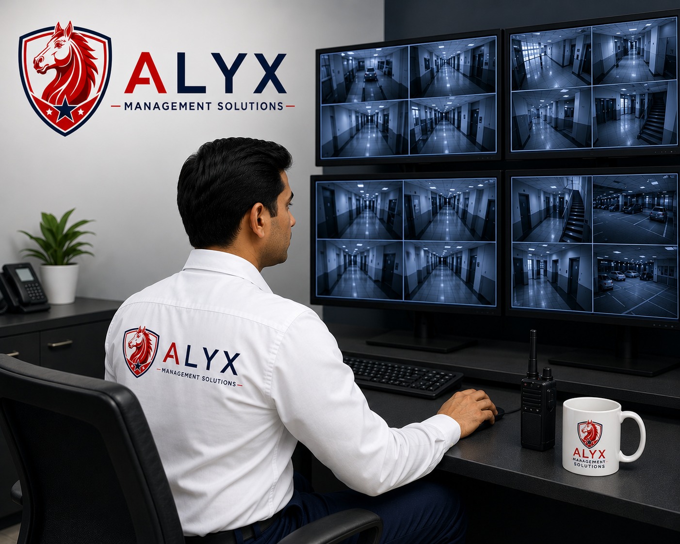 ALYX CCTV operator monitoring live feeds